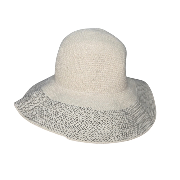 J Crew Womens Cream Cotton Blend Floppy Wide Brim Woven Beach Sun Hat Size M / L - Picture 1 of 6
